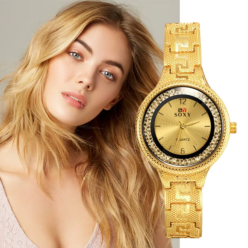 SOXY женские часы Топ люксовый бренд Модные Повседневные кварцевые наручные часы из нержавеющей стали золотой браслет женские часы zegarek damski 7