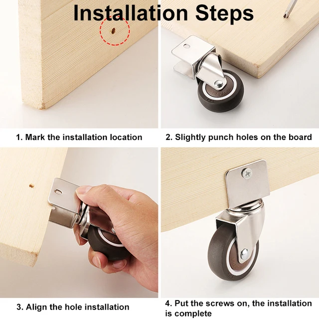 Ruote Con Freni 4 Pezzi - Gommate Per Presepe, Divani, Sedie, Rotelle 360° Silent - Foto 8