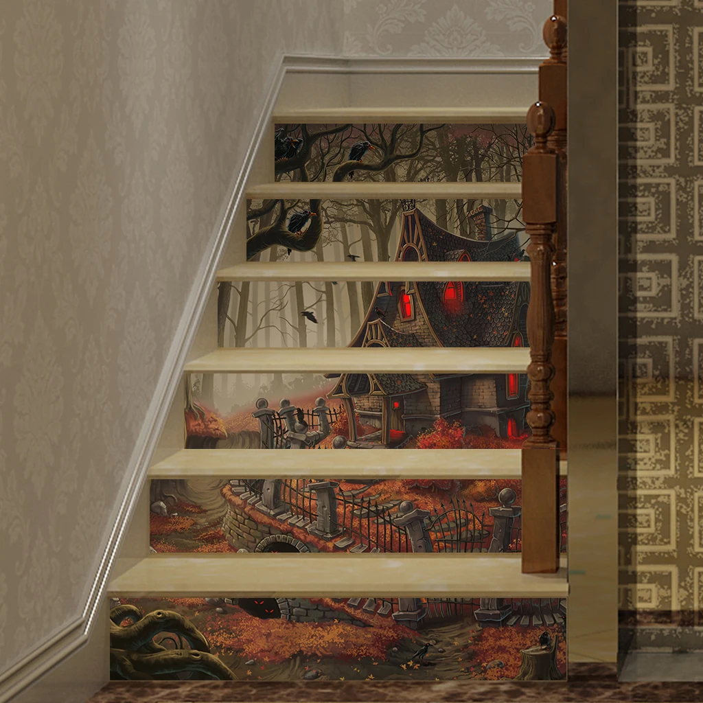6pcs 3D Stair Decals Stickers Stair Decals Staircase Sticker 100x18cm - Цвет: Style-8 10x100cm