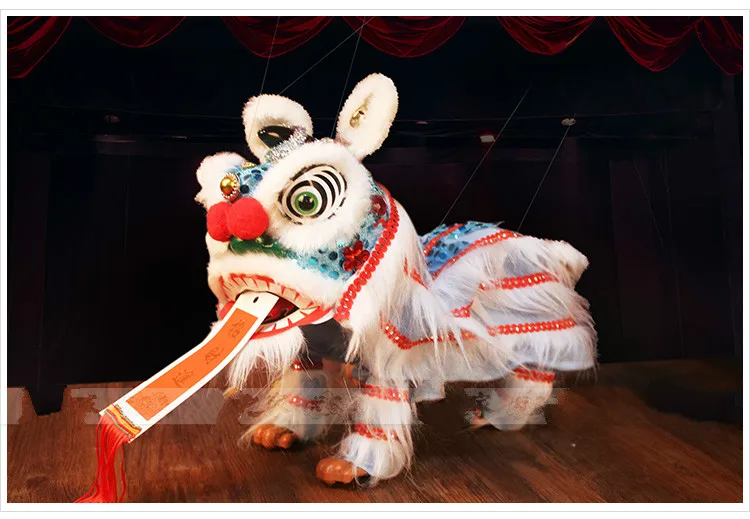 28CM Big Chinese Traditional Plush Toys Marionette Lion Dance Puppet Custom Performance Projects Creative Novelty Gift Toy - Цвет: Синий