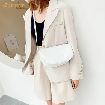 

Chic Candy Color Leather Crossbody Bag Classic Texture Creative Design Women Semicircle Female Small Shoulder Pouch