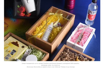 

10pcs PVC Window Gift Box Folding Kraft Paper Box with Transparent Packaging Box Present Box Cajas de Carton