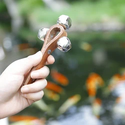 Quality Hand Held Tambourine Rattle Bell Cowhide Percussion Instrument Musical Toy for KTV Party Kids Shaker Game Birthday Gift