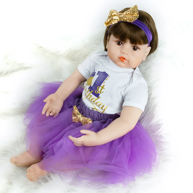 60cm Reborn Dolls Silicone Soft Realistic Purple Princess Girl Baby Doll Birthday Gifts For Kids 1