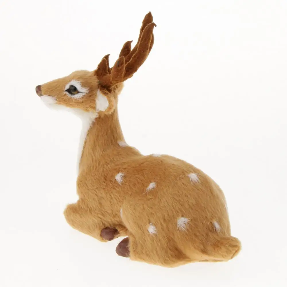 Simulation Lying Christmas Sika Artificial Deer Reindeer Fairy Garden Miniatures Prop Animal Model Figurine Shop Window Showcase