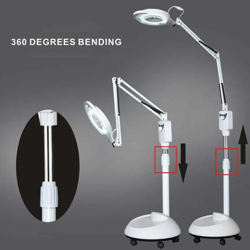 220V 3X Circline светодиодный светильник увеличительное Стекло холодной вытертые штаны Управление пол бестеневые лампа лупа для Красота для салонов ногтей и тату