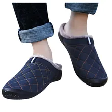 Клетчатые нейлоновые зимние тапочки; мужские бархатные теплые домашние тапочки; Мужская спортивная водонепроницаемая обувь; Zapatillas Casa Hombre