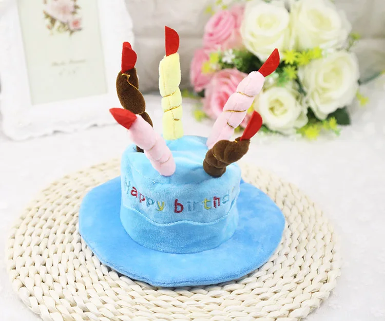 Cute pet dog changing hat Birthday Cake Hat cat hat wearing cute