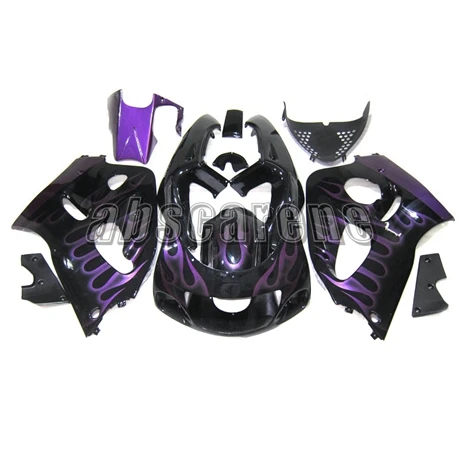Полный обтекатели для Suzuki GSXR600 GSXR750 1996 1997 1998 1999 G-SXR600 ABS пластик мотоцикл капот черный с пурпурным пламенем