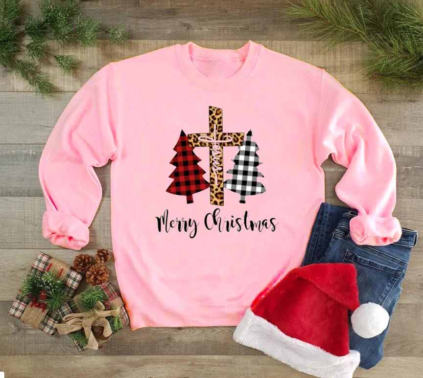 Модная одежда унисекс; толстовка с надписью «Merry Christmas»; принт буйвола; клетчатая елка; цветные толстовки с капюшоном с рисунком цитаты; джемпер с круглым вырезом