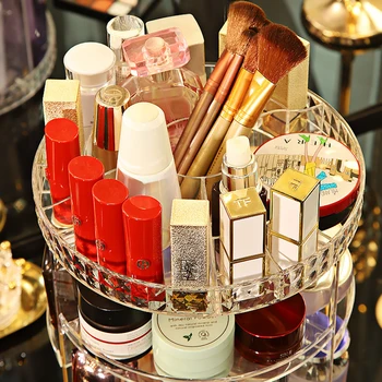 360 Degree Rotating Cosmetic Storage Box Makeup Organizer Cosmetics Storage Rack Fashion Beauty Crystal helf Display