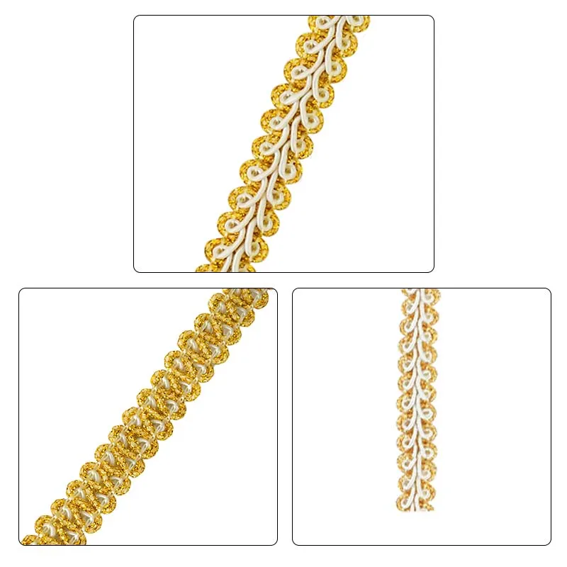 5yards Gold Silver Centipede Braided Lace Ribbon Sewing Fabric Trim DIY Clothes Handmade Accessories Wedding Party Decoration