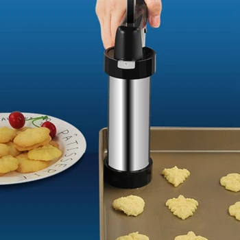 

Cookie Press Kit Gun Machine Cookie Making Cake Decoration 13 Press Molds & 8 Pastry Piping Nozzles Cookie Tool Biscuit Maker