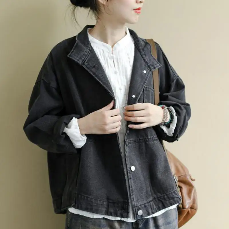 Женская одежда новинка 2019 осенняя джинсовая куртка Повседневная однобортная с