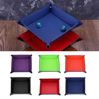 

Square Innovative Storage Tray PU Collapsible Storage Box PU Tray Tweezers Desktop Storage Box Dice Tray PU Leather Dice Holder