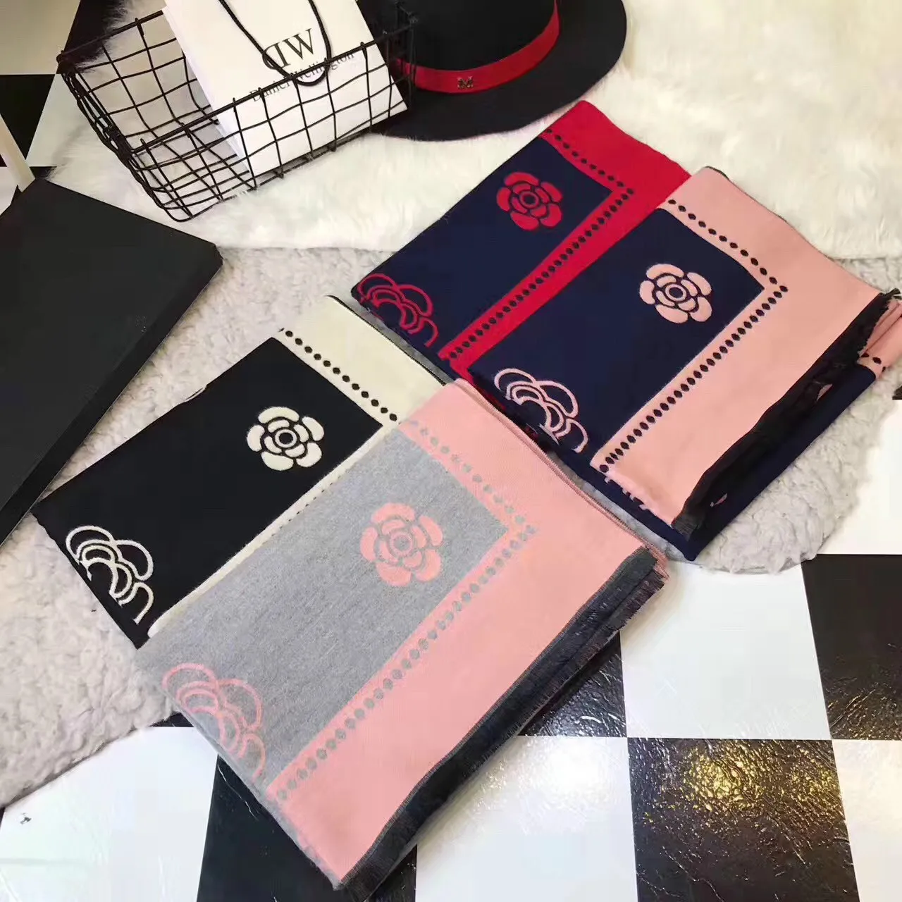 Зима 2019New женский шарф с кашемировым цветочным принтом камелии, утепленная и теплая длинная шаль для женщин двойного назначения