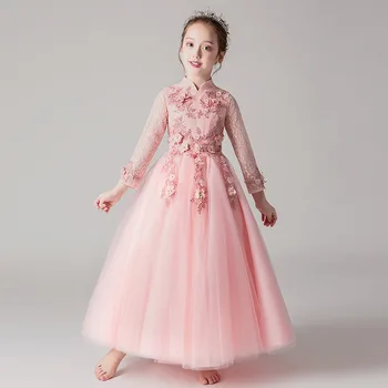 

Chinese Style CHILDREN'S Dress Small Host Girls Princess Birthday Long Sleeve Flower Boys/Flower Girls Piano Costume Performance