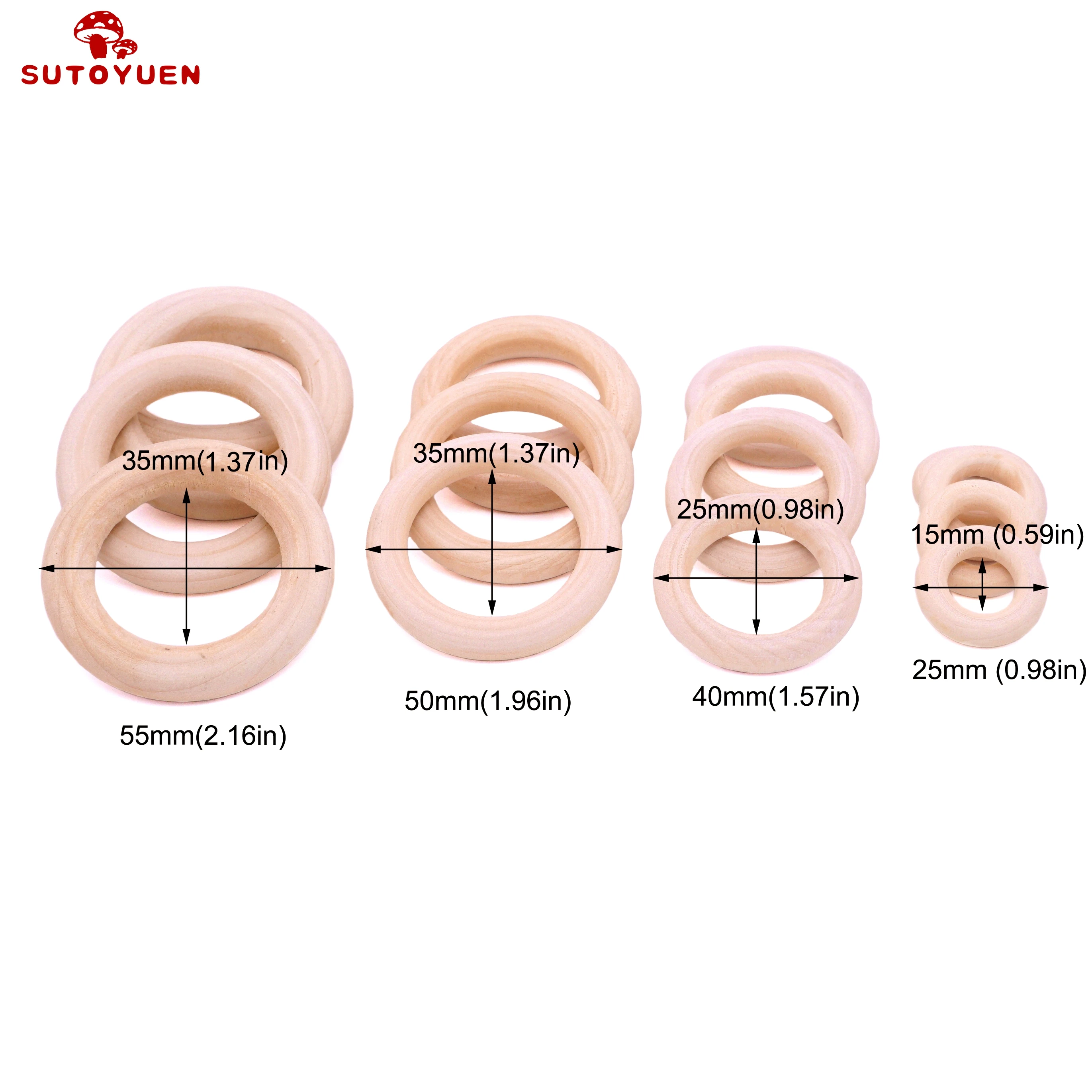 Teething Toys 50pcs Natural Wood Beads for DIY Jewelry
