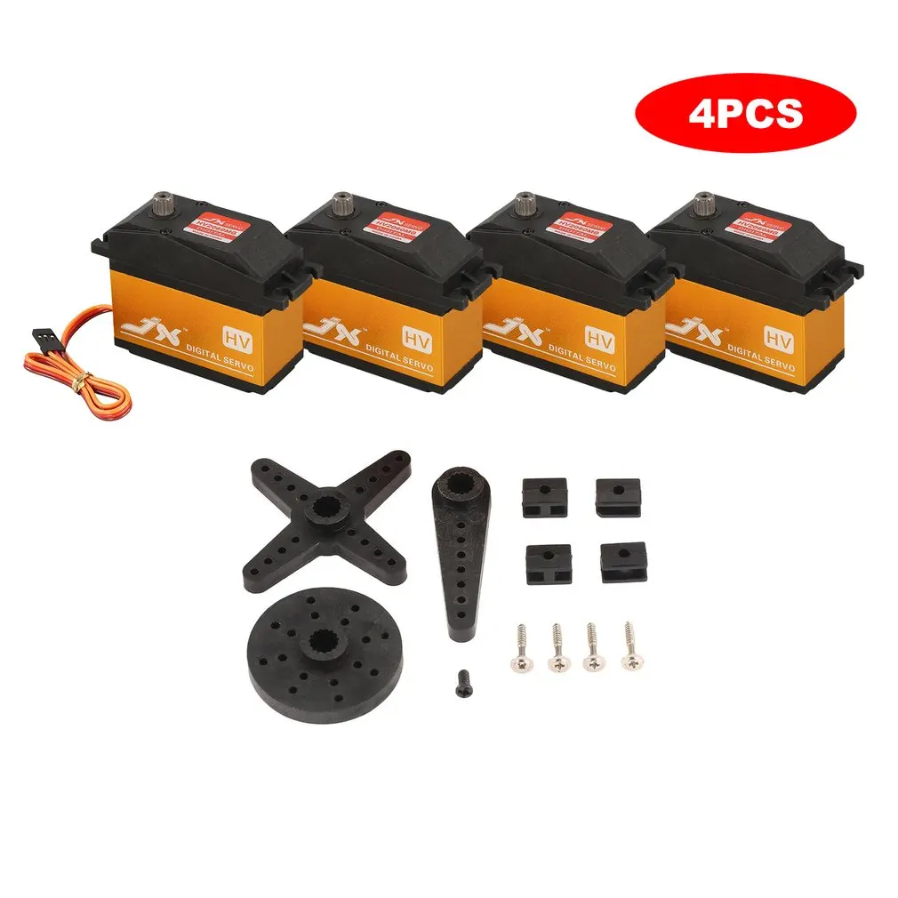 

Hot! 4PCS JX PDI-HV2060MG Metal 6.0-7.4V Digital HV Servo 62kg Torque Aluminums Case Coreless for 1/5 RC Car RC Accessories