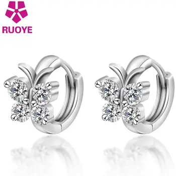 

Fashion Luxury Crystal 925 Sterling Silver Stud Earring Butterfly Design Earrings For Women Girls Ear Jewelry Gifts 2020 New