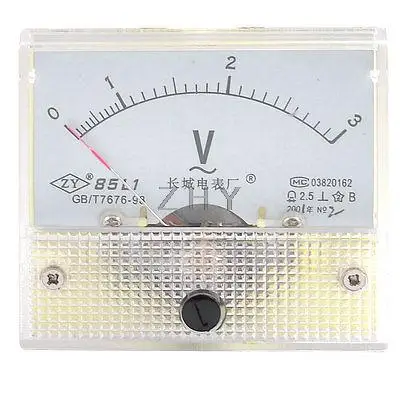 

Class 2.5 Accuracy AC 0-3V Scale Range Analog Voltmeter Panel Meter
