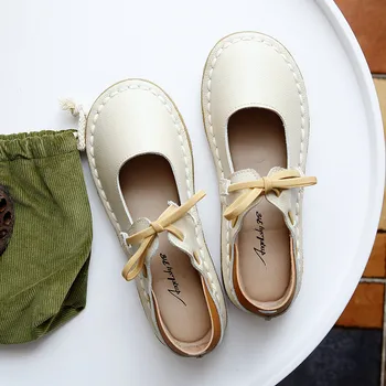 

Women's shoes soft bottom leather small white shoes casual wild original handmade shoes simple lace sandals women