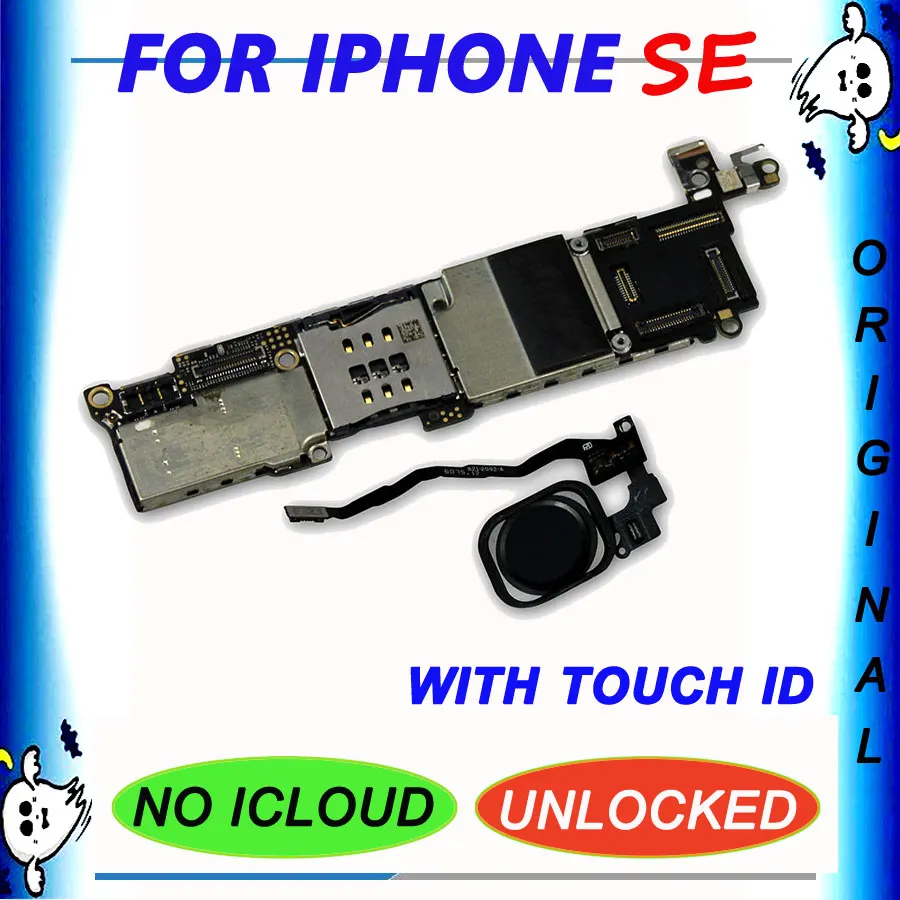 Разблокированная материнская плата для iphone SE с сенсорным ID 16G 32G 64G 128G оригинальная материнская плата с чипами материнская плата iCloud unlock