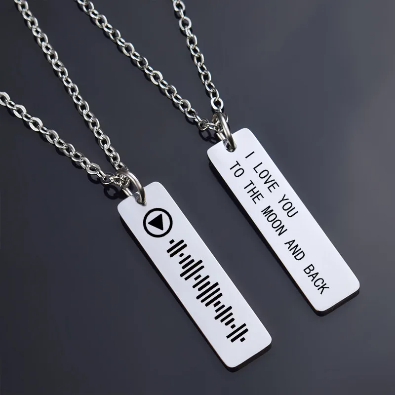 

Custom Music Code Necklace Gift for Women Men Stainless Steel Laser Engraving Song Code Pendant Personalized Jewelry