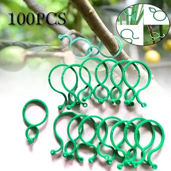 

100Pcs Botany-Stem Vine Strapping Clips Garden Plant Bundled Buckle Ring Tool Plastic Trellis Tomato Clips Supports Connects CD