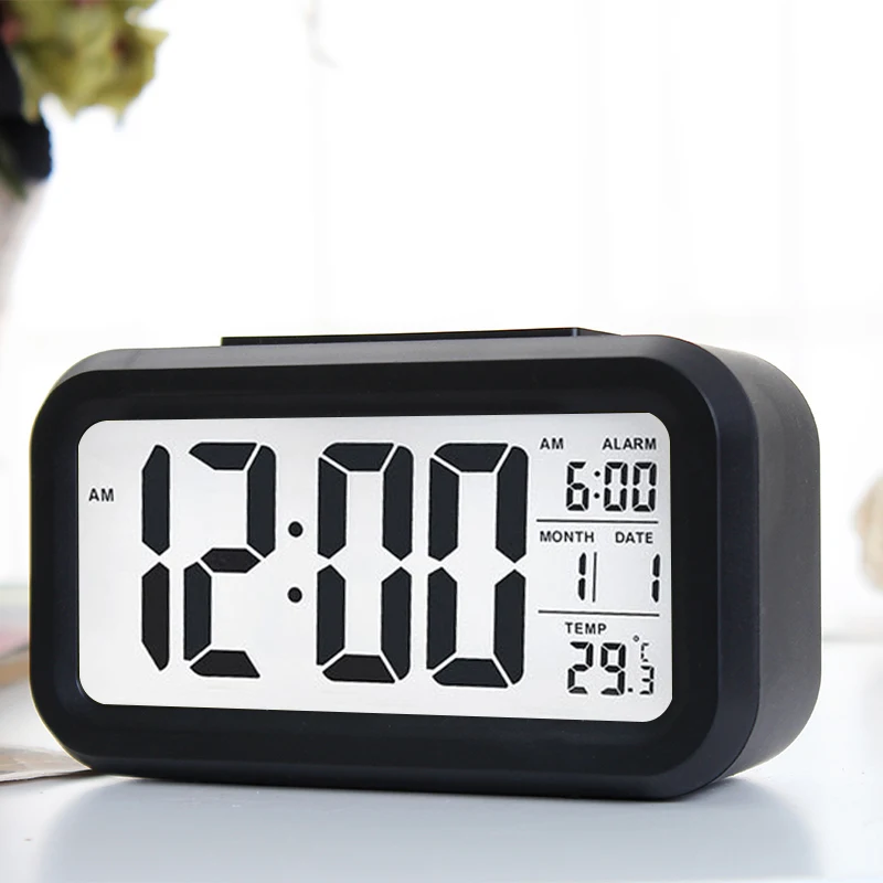 LED Luminous Small Alarm Clock Light Creative Mute Alarm Clocks Black