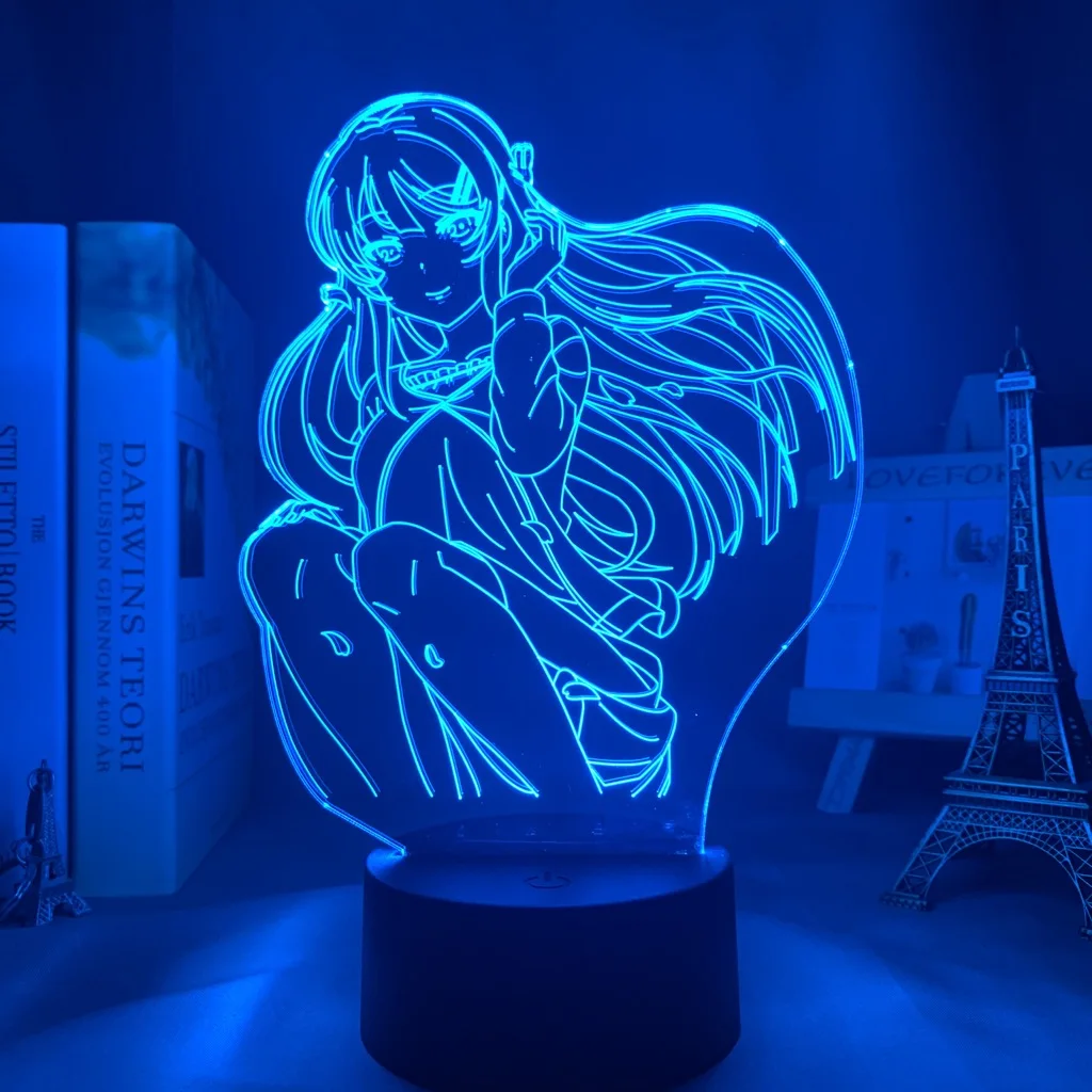 Anime Waifu Mai Sakurajima Led Night Light for Bedroom Decor Mai Light Gift for Friend Sakurajima Bunny Girl Led Lamp Anime Gift