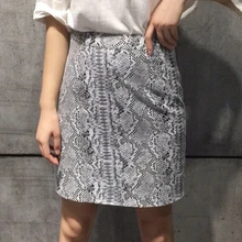 Fandy lokar Овчина натуральная кожа юбки для женщин Мода змеиный принт юбка для женщин Элегантные мини юбки для женщин