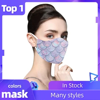 

7 PC Unisex Mouth Mask PM2.5 Windproof Foggy Haze Pollution Fashion Fish scale Printed Washable and Reusable Face Cover Mascarar