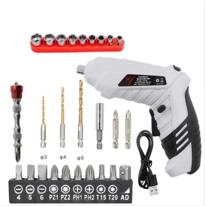 Mini Electric Screwdriver Set Rechargeable Lithium Electric Drill with Screwdriver Twist Drill Head 10 Piece Set