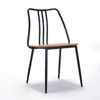 

Modern Minimalist Wrought Iron Solid Wood Dining Chair Restaurant Suitable for Dining Restaurant Office Business Home Bedroom