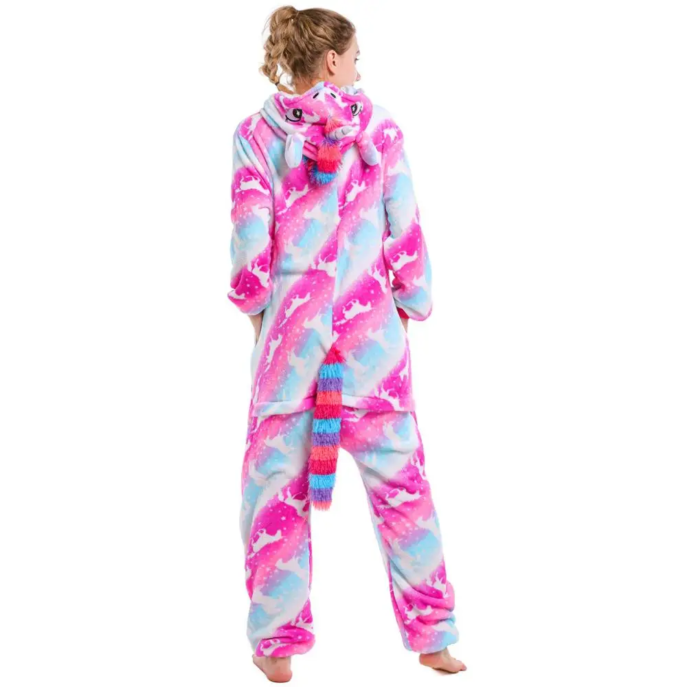 Аниме Onesie Женское ночное белье кигуруми Единорог для взрослых женские пижамы