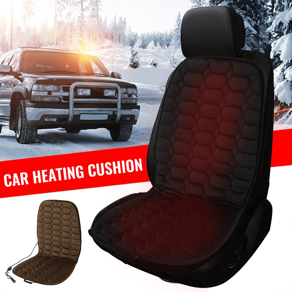 

12V Heated Car Seat Cover Soft Velvet Cushion Heating Winter Warmer Household Cushion Car Driver Heated Seat Covers
