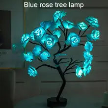 

2021 Hot Sale Unique Blue Rose Flower Romantic LED Tree Light Fairy Tree Lamp Ambient Table Lamp for Home Bedroom Decor