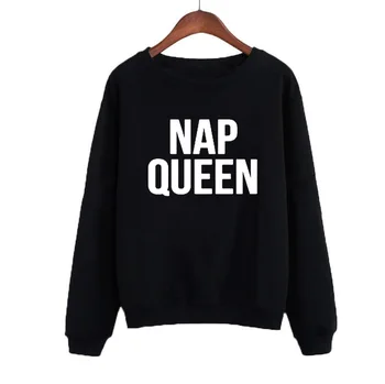 

Womens Funny Pullover Streetwear Women Tracksuit Pullover Nap Queen Sweatshirt Fashion Tops Hip Hop Harajuku Crewneck Hoodies