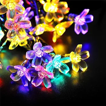 Cherry Blossom Flower Garland Us Eu Plug Led Fairy Lights Sakura Bloem Voor Outdoor Bruiloft Kerst Decoratie Roze Multicolor