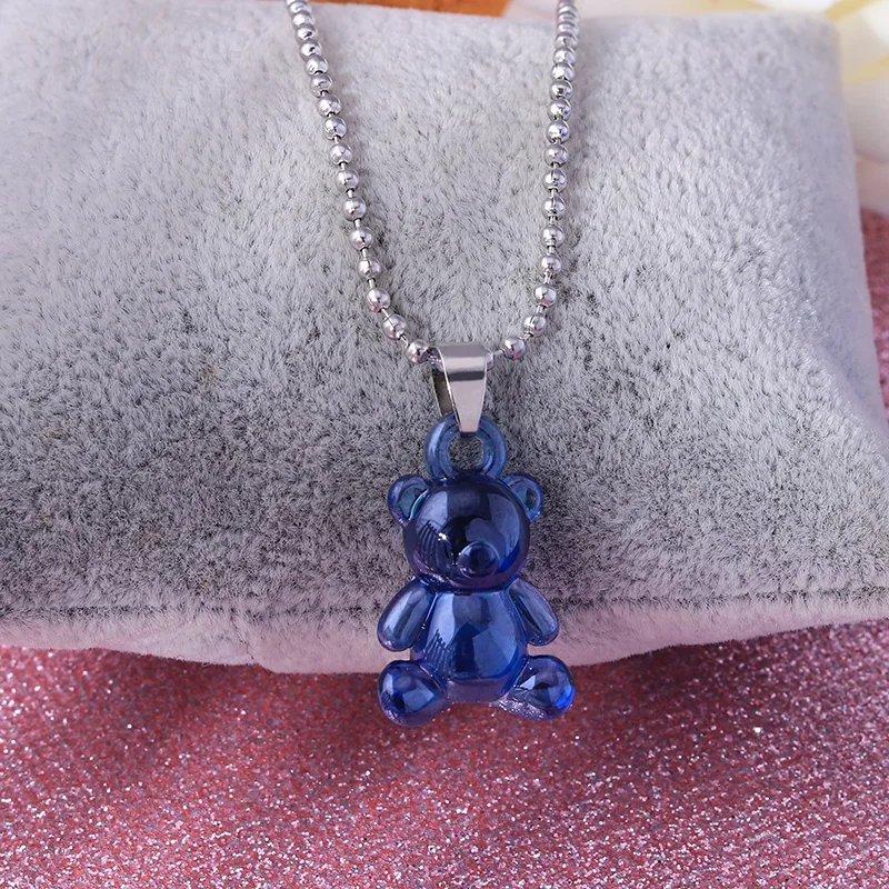Candy Color Stars Hearts Gummy Mini Bear Chain Necklaces for Women Cute Crtoon Animal Pendants Jewelry Femme Bijoux Collare
