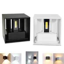 Регулируемый 12 Вт светодиодный настенный светильник IP65 водонепроницаемый внутренний и наружный алюминиевый настенный светильник поверхностного монтажа куб светодиодный садовый светильник для крыльца