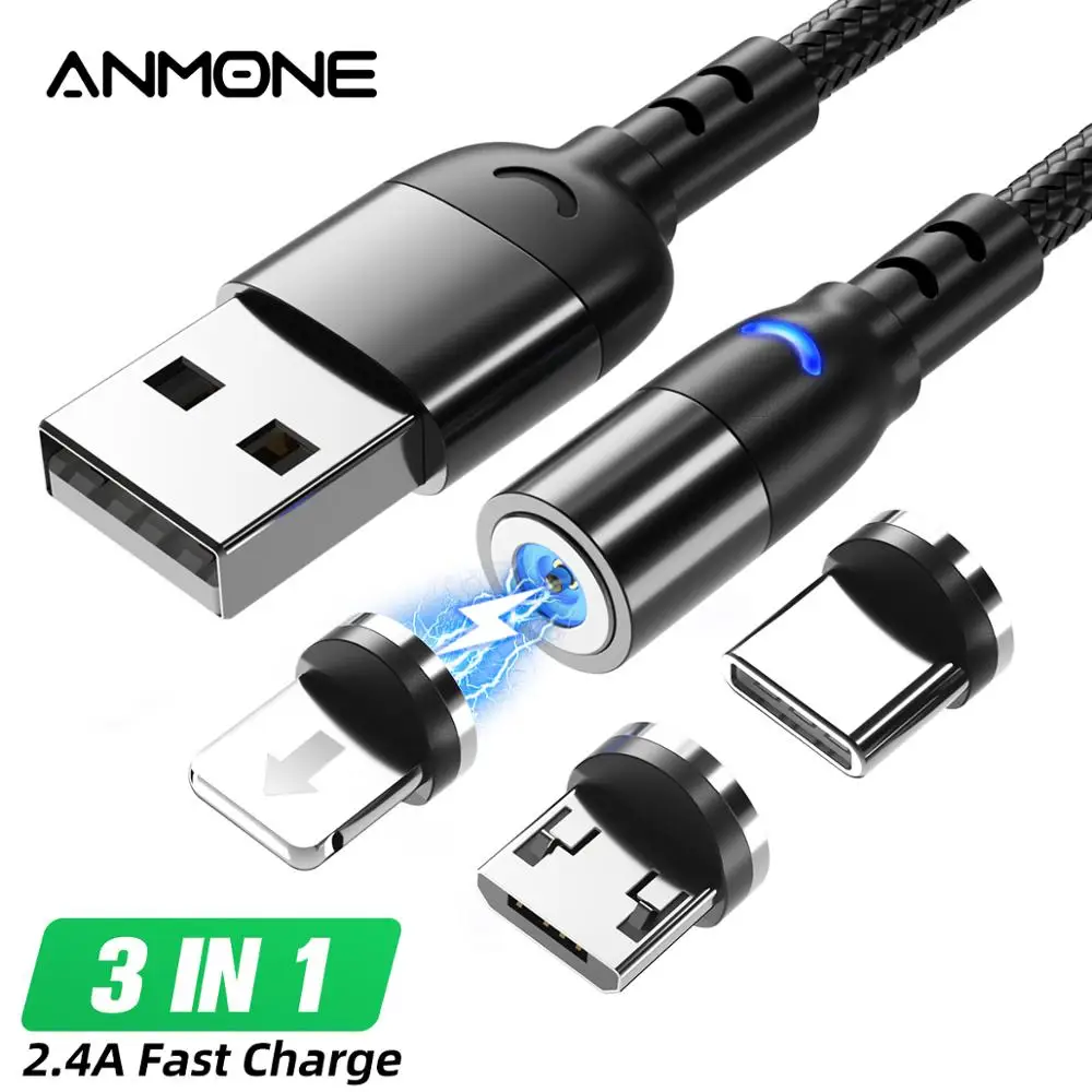 1//2//3m USB magnético cable cargador para iPhone Samsung Ios micro imán casi