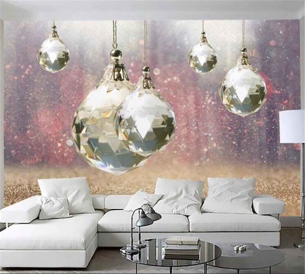 

beibehang Custom Mural 3D Wallpaper Photo HD Fashion Crystal Ball Crystal Colorful Leisure Sofa TV Background papel de parede