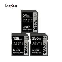 Lexar-tarjeta de memoria SD para cámara 3D, tarjeta de UHS-II profesional 1667x PRO SDXC de 64GB, 128GB, 256GB, 250 MB/S, Clase 10, U3, V60, 4K, HD