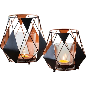 

Romantic Dinner Candle Holders Geometric Candlestick Iron Wedding Centerpieces for Tables Party Decor Accessories BB70ZT