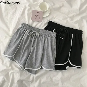 

Shorts Women Elastic Waist Summer Drawstring All-match Students Loose Wide Leg Stylish Simple Casual Korean Style Ulzzang New