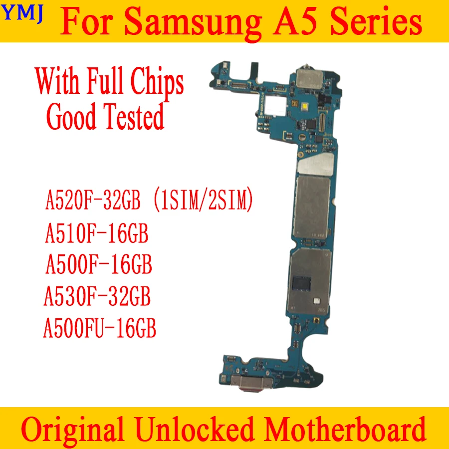 

For Samsung Galaxy A5 A510F A520F A500FU A530F Motherboard With Full Chips Tested Good MainBoard High Quality Original Unlocked