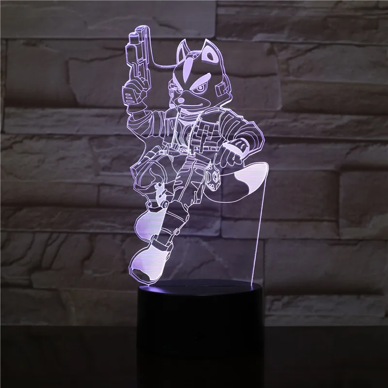 Игра Starfox 3D USB настольная лампа сенсорный датчик 7 цветов меняющаяся фигурка лиса декоративная лампа детский подарок Ночной светильник