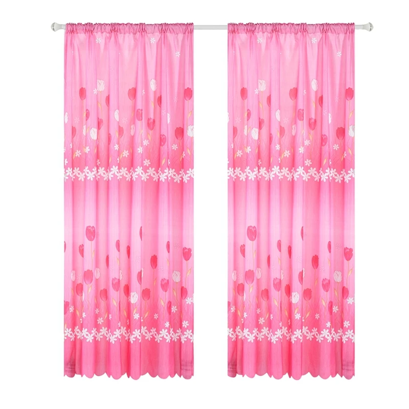 Pink Занавеска для дома на окно с цветочным рисунком для гостиной, спальни, плотная ткань, затемненная занавеска с узором из тюльпанов, декоративная занавеска с цветочным узором - Цвет: Pink